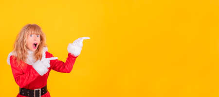 santa claus woman with space for text or announcementsの写真素材