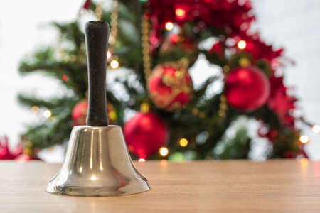 santa claus bell and christmas decorated background