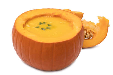 pumpkin cream isolated on white backgroundの写真素材