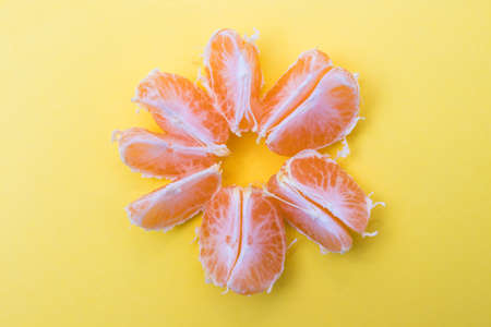 orange or tangerine without skin isolatedの写真素材
