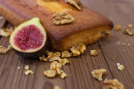 traditional cake with nuts and fruitの写真素材