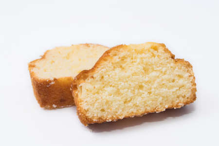 sponge cake or traditional cake isolated on white backgroundの写真素材