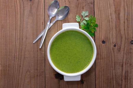 cream or vegetable soup, top view