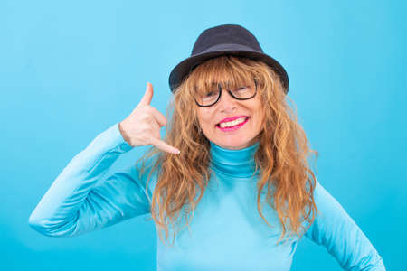 adult or senior woman isolated on color backgroundの写真素材