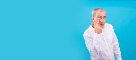 adult or senior man isolated on color background