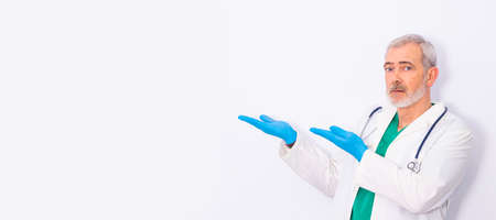 portrait of doctor with stethoscope isolated on whiteの写真素材