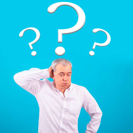 adult or senior man isolated on color backgroundの写真素材