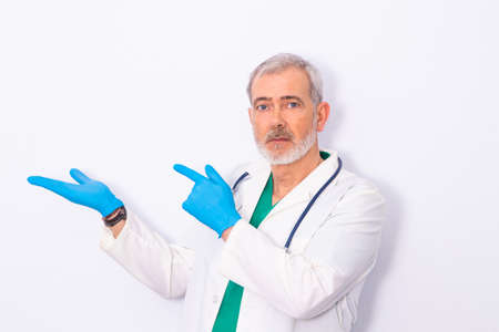 portrait of doctor with stethoscope isolated on whiteの写真素材
