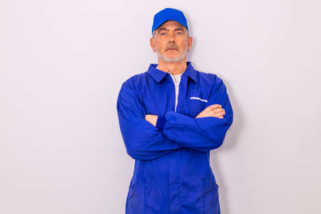 worker or professional in uniform isolated on white backgroundの写真素材