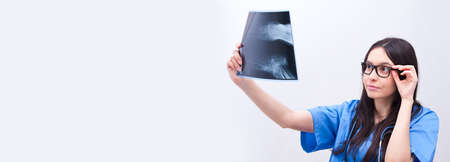 female doctor or healthcare worker in hospital or clinic workingの写真素材