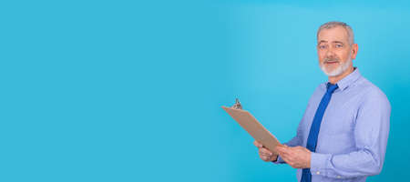 businessman with documents or folder isolated on backgroundの写真素材
