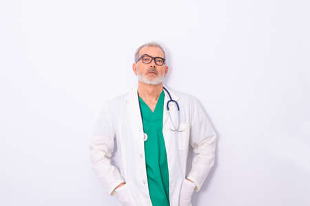 doctor with stethoscope isolated on white backgroundの写真素材