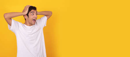 young male teenager isolated on color background