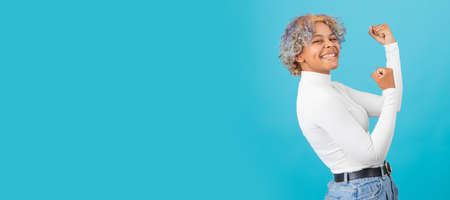young afro american girl isolated on color background