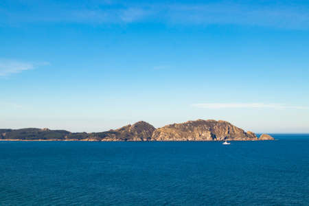 panoramic landscape of Cabo Home in Pontevedra, Galicia, with the Cies Islands