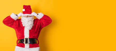 santa claus isolated on background with stress or tiredの写真素材