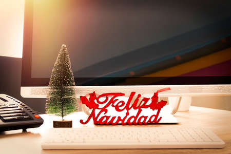 Christmas decoration in the office or deskの写真素材