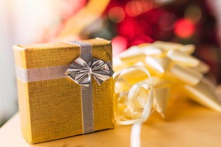 christmas gift boxes with background tree