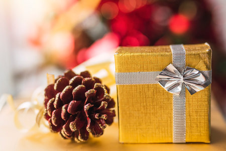 christmas gift boxes with background tree