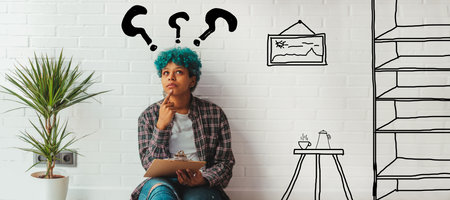 woman at home thinking about decoration