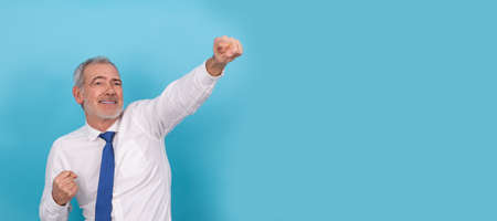 business man celebrating success isolated