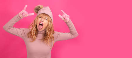 isolated senior woman with rebellious expressionの写真素材