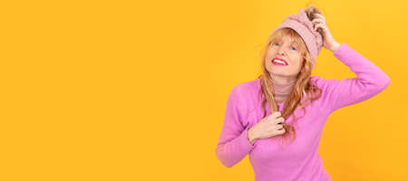 adult woman smiling isolated on color background