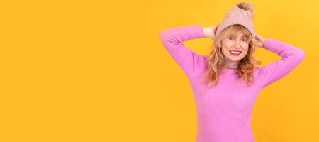 adult woman smiling isolated on color background