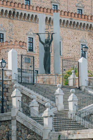 statue of victory in the alcazar of toledo, spainの写真素材
