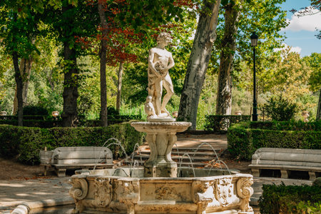 island garden in aranjuez, madrid, ornamental fountainの写真素材