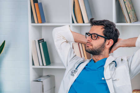 doctor resting relaxed in the hospitalの写真素材