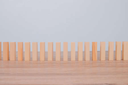 row of wooden pieces or cubesの写真素材