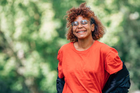 smiling afro american girl outdoors