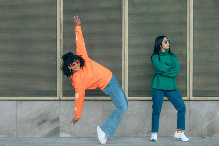 girls in the street dancingの写真素材
