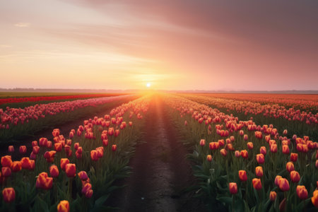 landscape of tulip cultivation, generative aiの素材