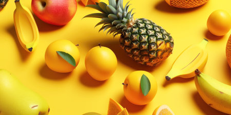 summer creative yellow banner or background, generative aiの素材