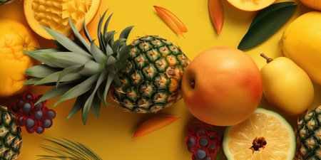 summer creative yellow banner or background, generative aiの素材