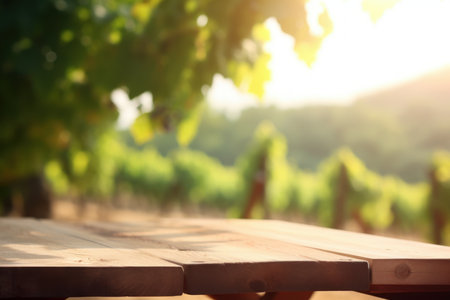 wooden background with grapes in the vineyard, generative aiの素材