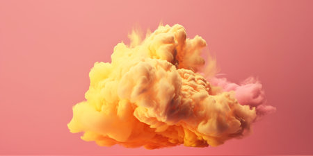 yellow cloud isolated on pink background, generative aiの素材