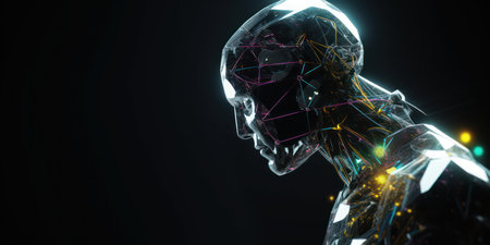 silhouette humanoid robot with artificial intelligence, generative, aiの素材