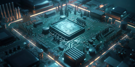 abstract background circuit computer and chip, generative aiの素材