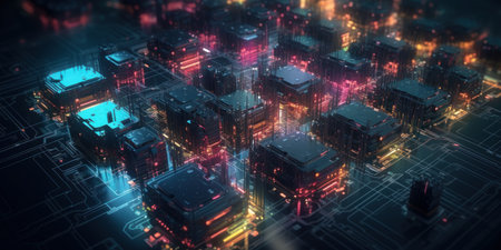 abstract background circuit computer and chip, generative aiの素材
