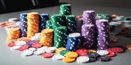 isolated casino chips stacked, generative aiの素材