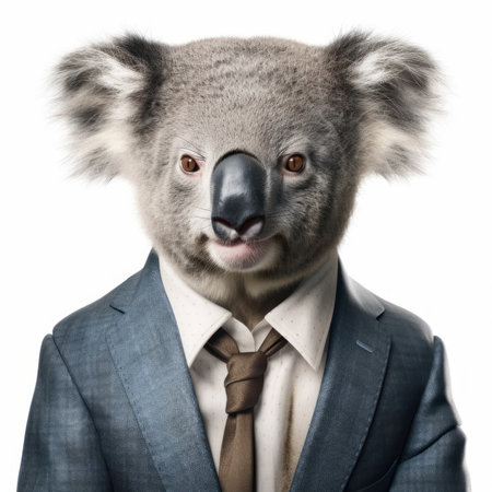 koala portrait in business suit isolated, generative aiの素材