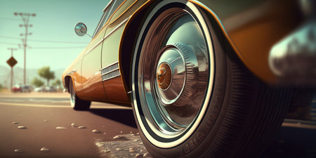 vintage retro car and wheel, generative aiの素材