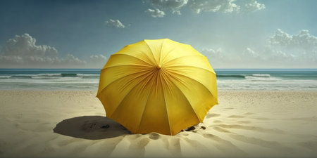 umbrella in the sand on the beach, generative iaの素材