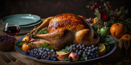 thanksgiving turkey on the table, generative aiの素材