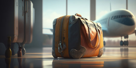 suitcases or luggage at the airport, generative aiの素材