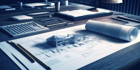 architecture studio work table, generative iaの素材