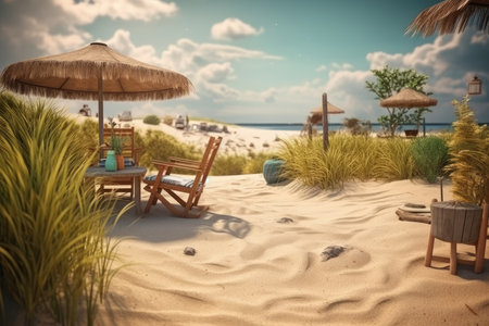 beach landscape in summer, generative aiの素材